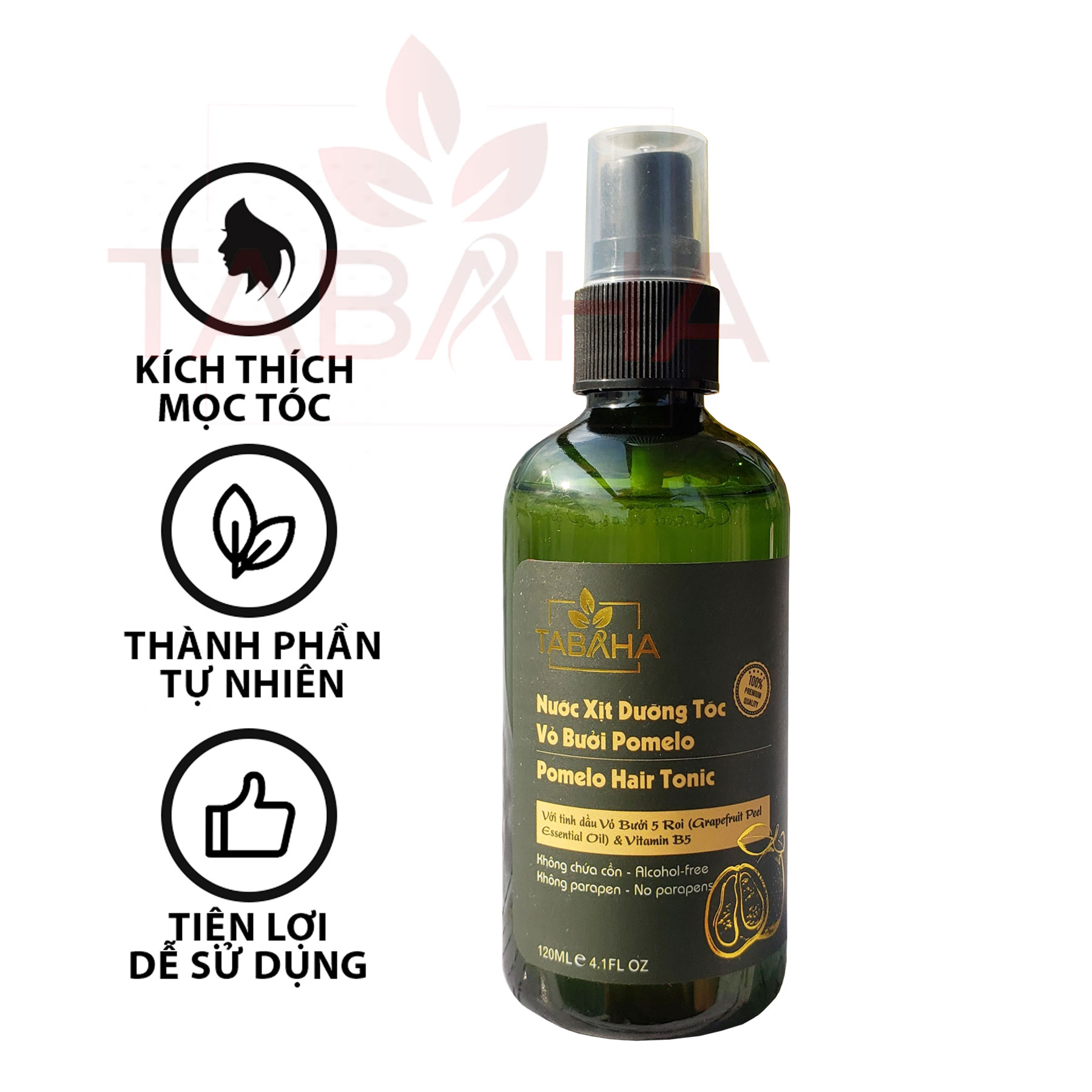 Tinh dầu bưởi dưỡng tóc Pomelo TABAHA 120ml chống rụng tóc giúp mọc tóc Pomelo thành phần chiết xuất từ Vỏ bưởi Năm Roi & Vitamin B5