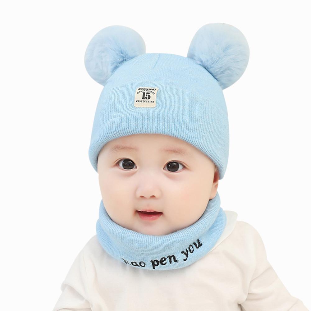 Bộ mũ len cho bé -sét mũ kèm khăn len cho bé mềm mại ấm tai kín cổ an toàn cho bé