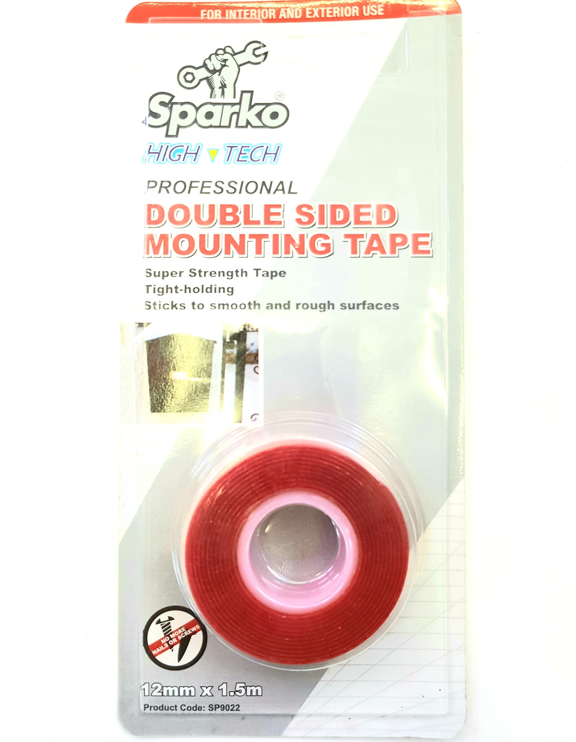 Băng keo 2 mặt cường lực Sparko đỏ 12mm x 1.5m