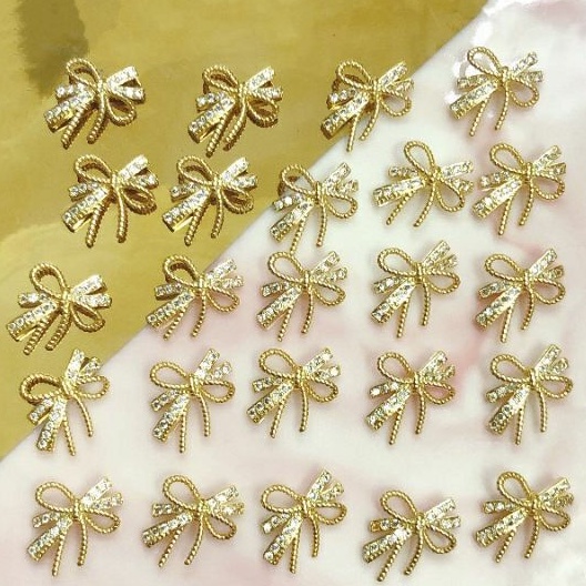 Charm nơ hàn quốc cao cấp, charm nơ đá trang trí móng nail samsam
