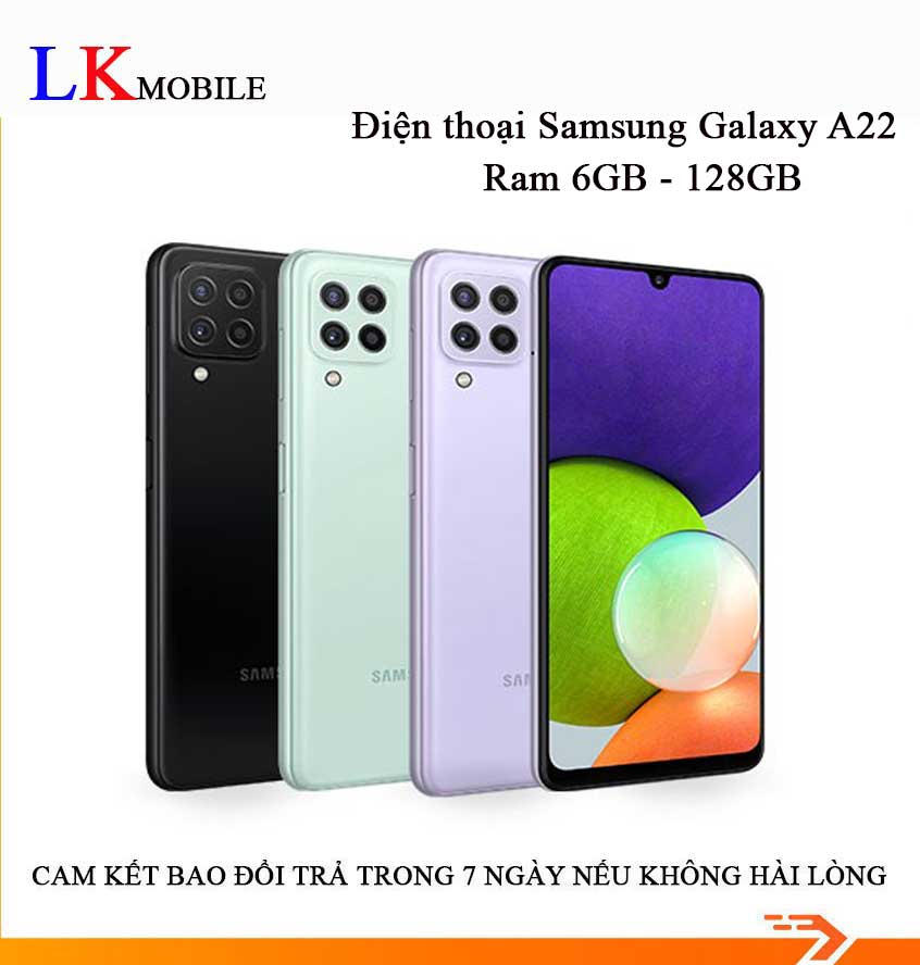  Samsung Galaxy A22 Ram 6gb bộ nhớ 128gb máy zin full chức năng pin 6000 mAh tặng kèm 1 ốp lưng 