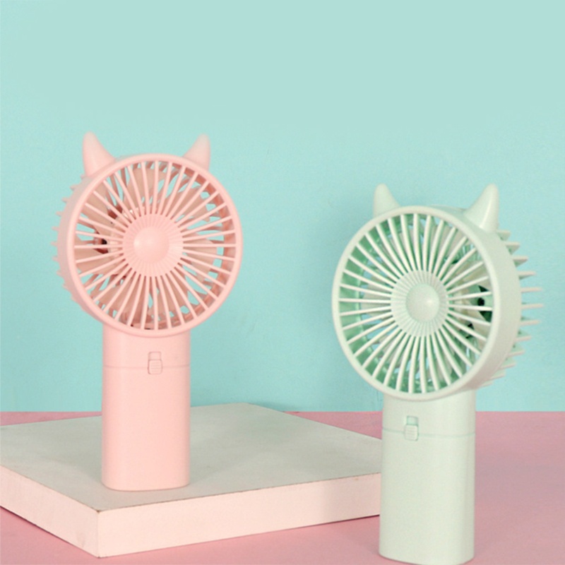 Quạt mini cầm tay dùng pin AA tặng kèm 2 pin - Quạt mini cầm tay tiện dụng có tai thỏ siêu cưng - Hàng y hình 100% Hình do shop chụp