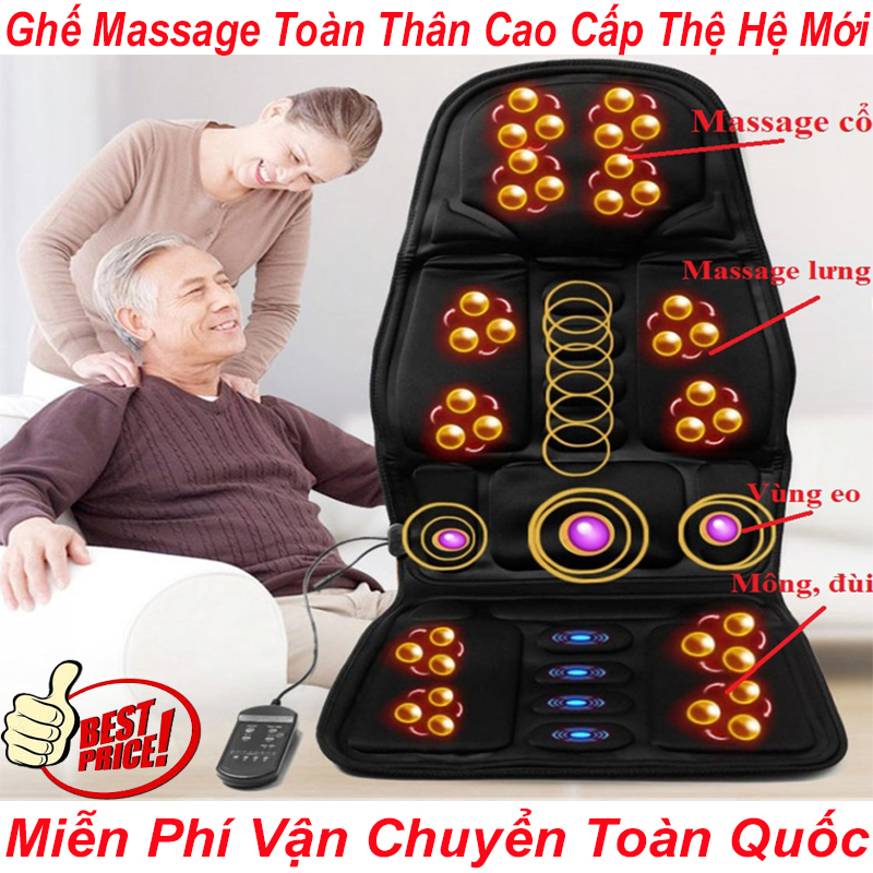 Nệm Massage Toàn Thân - Ghế Massage Toàn Thân Cao Cấp Thệ Hệ Mới Massage Thư Giãn Ngay Tại Nhà - Đệm Massage Xung Điện Toàn Thân Dùng Cho Ghế Văn Phòng Và Trên Oto Có Thể Vừa Làm Việc Vừa Thư Giãn- Bảo hành 1 ĐỔI 1