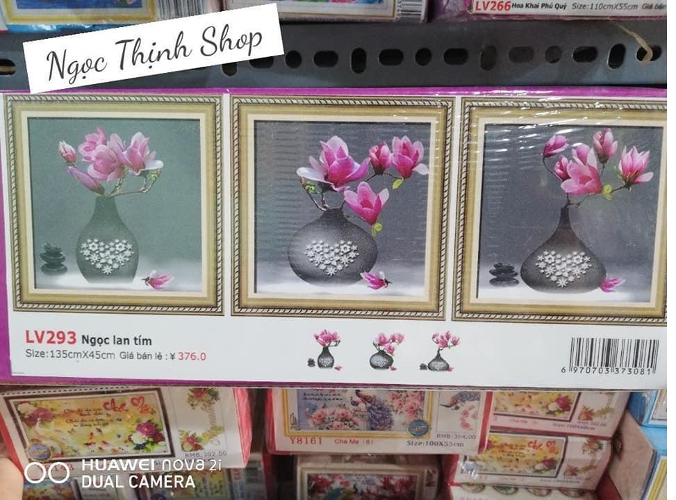 Tranh đính đá cao cấp hoa ngọc lan tím mã LV293- Sản phẩm chưa đính