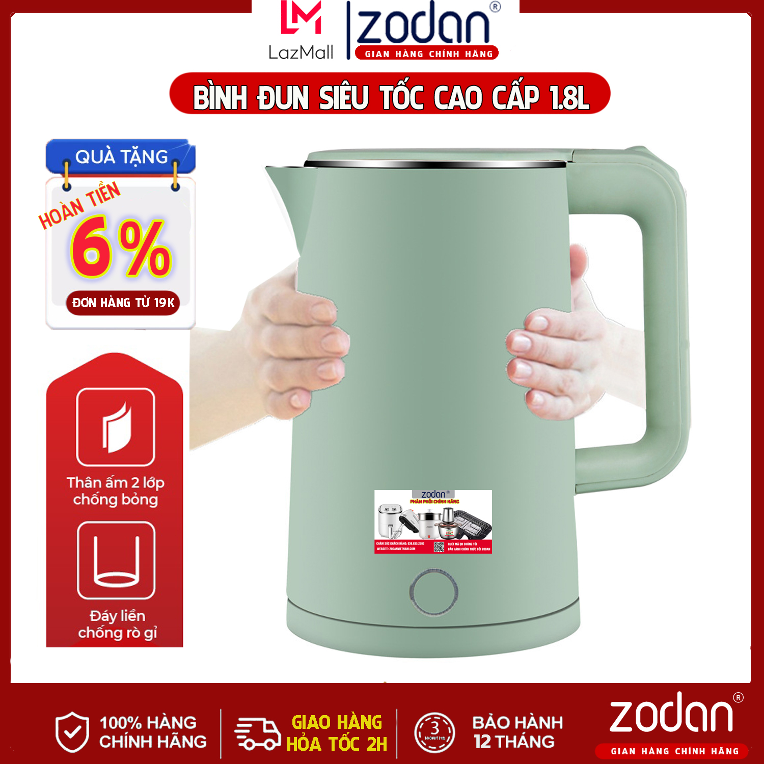 Ấm đun siêu tốc, Bình đun nước siêu tốc 1.8L - Bảo Hành 1 Năm - Ấm đun siêu tốc- An toàn cho mọi gia đình, ấm đun nước siêu tốc, âm nước siêu tốc thái lan, bình đun nước giữ nhiệt, am sieu toc giá rẻ, bình nấu nước siêu tốc