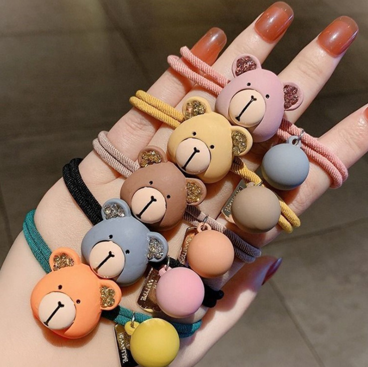[HCM]Combo 5 Dây Cột Tóc Thun Cột Tóc Hình Gấu Xinh Xắn Cho Nữ Kiểu Dáng Thời Trang-STK Fashion Store
