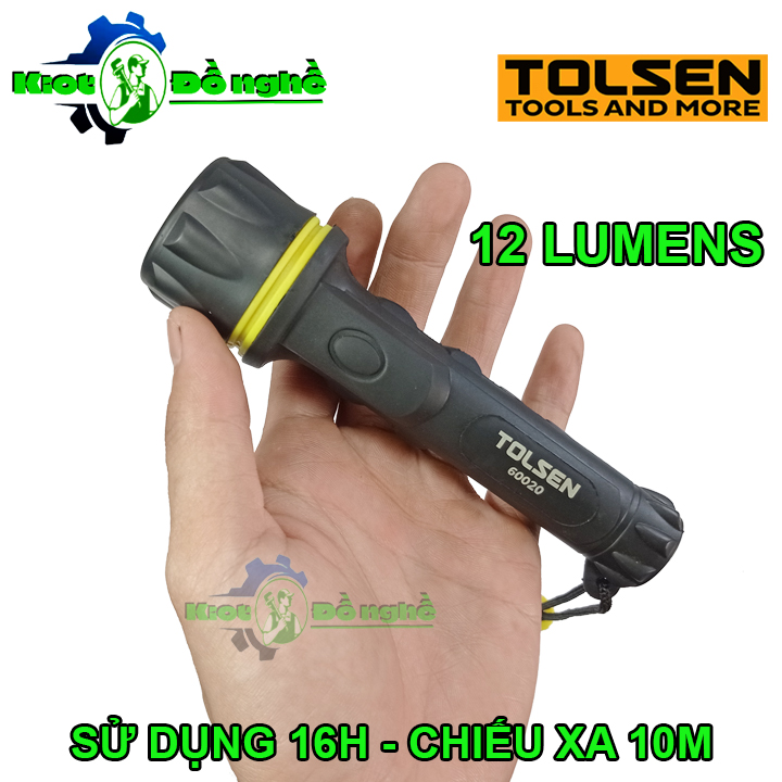 Đèn pin mini 12 lumen tolsen 60020 – đèn pin bọc cao su chống vỡ - kiot đồ nghề