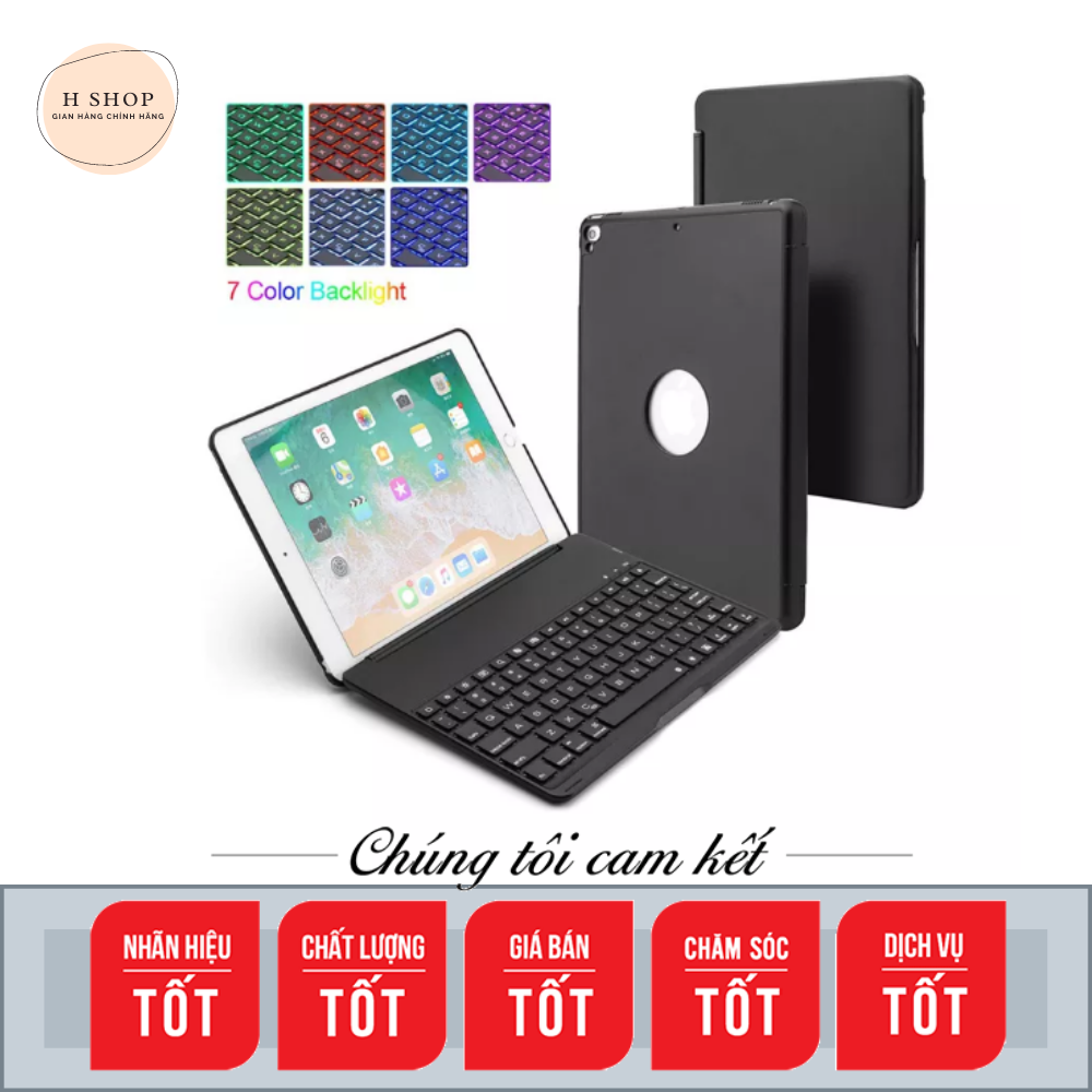 Bàn phím bluetooth f8s+ cho ipad air 1/ 2017/ 2018 màn hình 9.7 inch - có đèn bàn phím