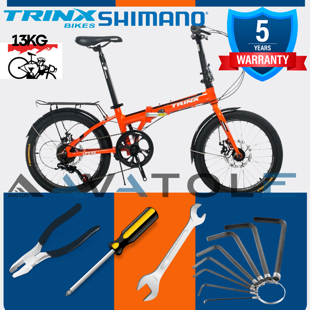 [HCM]Xe đạp gấp TrinX Life 2.0 Khung sườn hợp kim nhôm cao cấp Alloy 20"X283mm Trọng lượng 13kg Bộ truyền động Shimano 7 Tốc độ Vòng bánh 20in Dành cho bạn cao từ 1m35 Màu Trắng Đen Cam