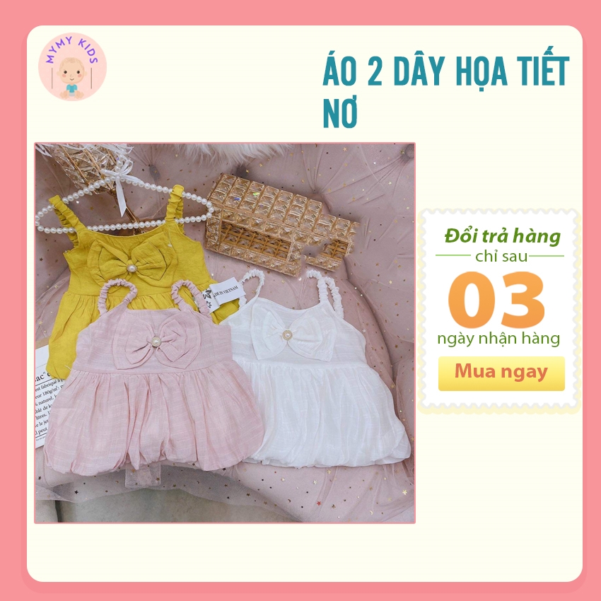 Áo 2 Dây Bé Gái - Chất Liệu Đũi, Mềm Mại Thoáng Mát, Đủ 3 Màu, Cho Bé Từ 8-12kg - áo 2 dây cho bé gái, áo 2 dây em bé, áo bé gái 2 dây, bộ áo 2 dây cho bé gái, áo 2 dây thun gân bé, áo 2 dây bé 8kg, áo 2 dây trẻ em 1 tuổi - Mymy kids