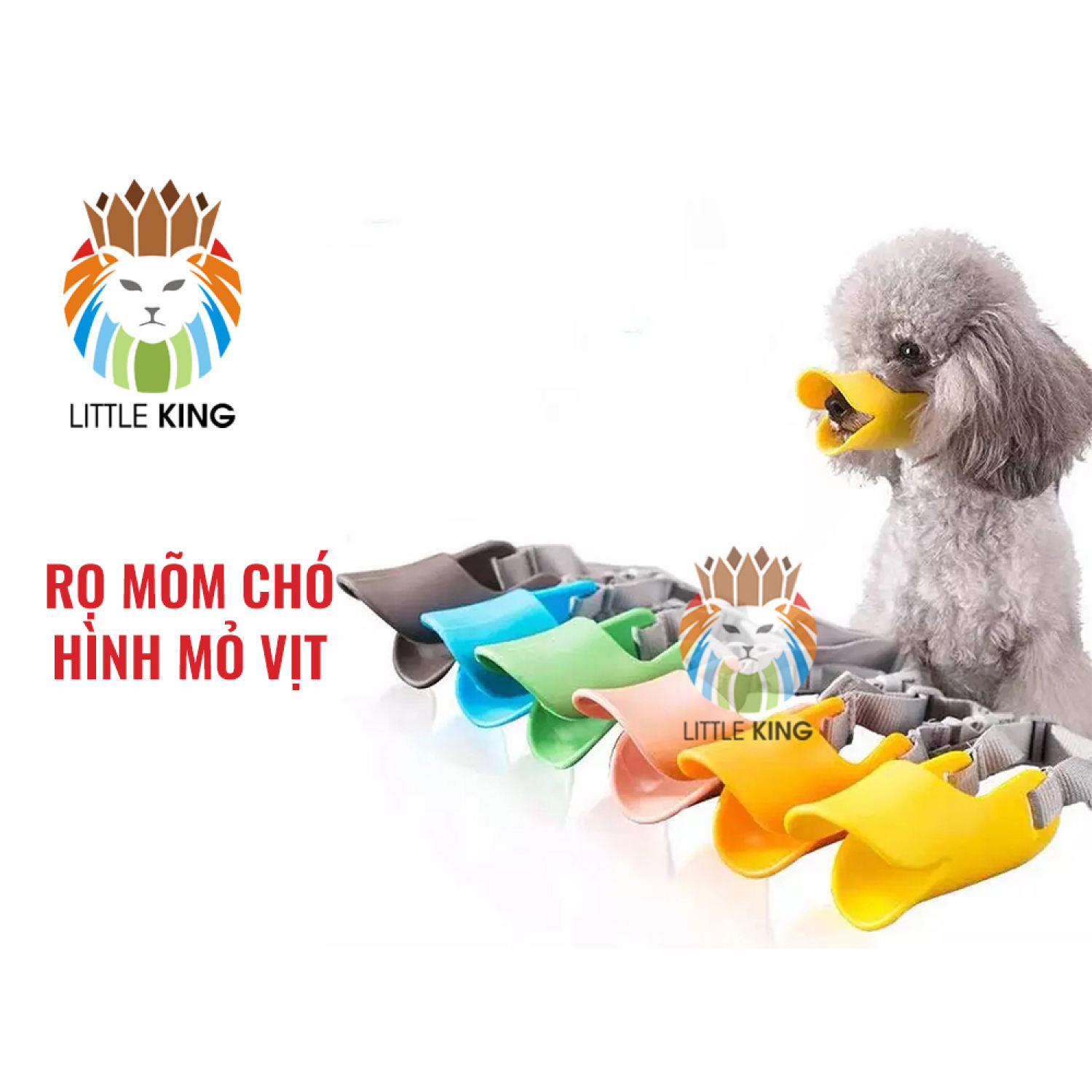Rọ mõm cho chó hình mỏ vịt nhiều màu sắc, chất liệu TPR an toàn cho thú cưng Little King pet shop