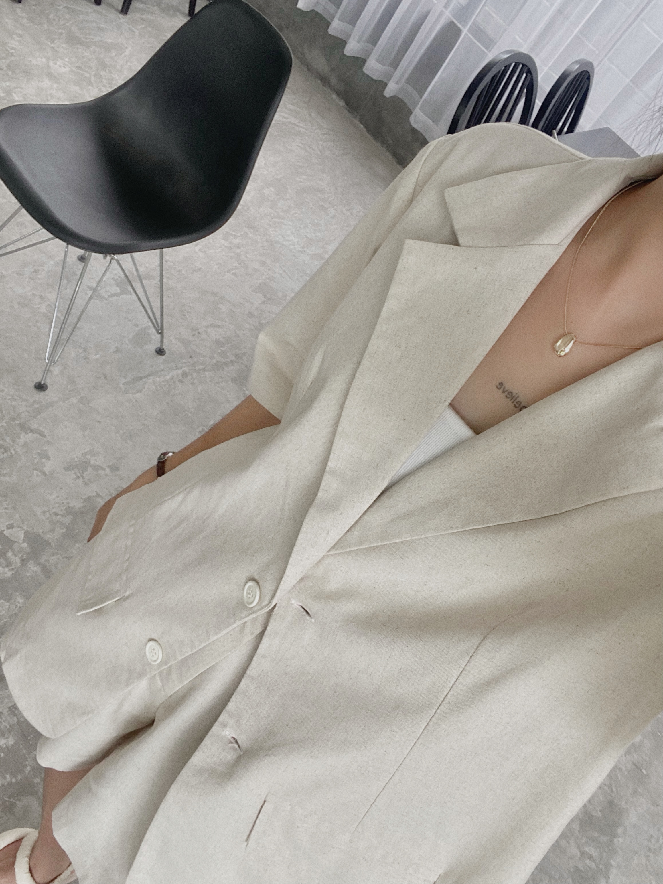 Áo blazer linen tay ngắn phong cách Hàn Quốc - Linen Blazer