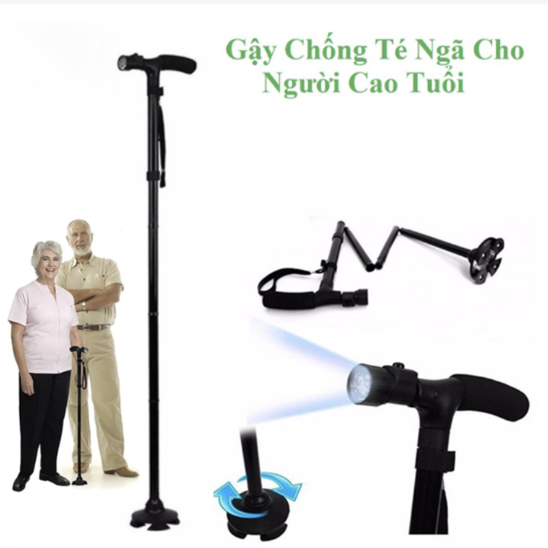 Gậy Chống Cho Người GiàGậy Chống Trượt Gậy Batoong Kết Hợp Đèn Pin Và Tay Vịn Thiết Kế Chống Trượt An ToànCó Thể Tự Đứng Được Trên Mặt Đất Tạo Điểm Tựa Chắc ChắnVững Vàng Cho Người DùngDễ Dàng Gấp Gọn