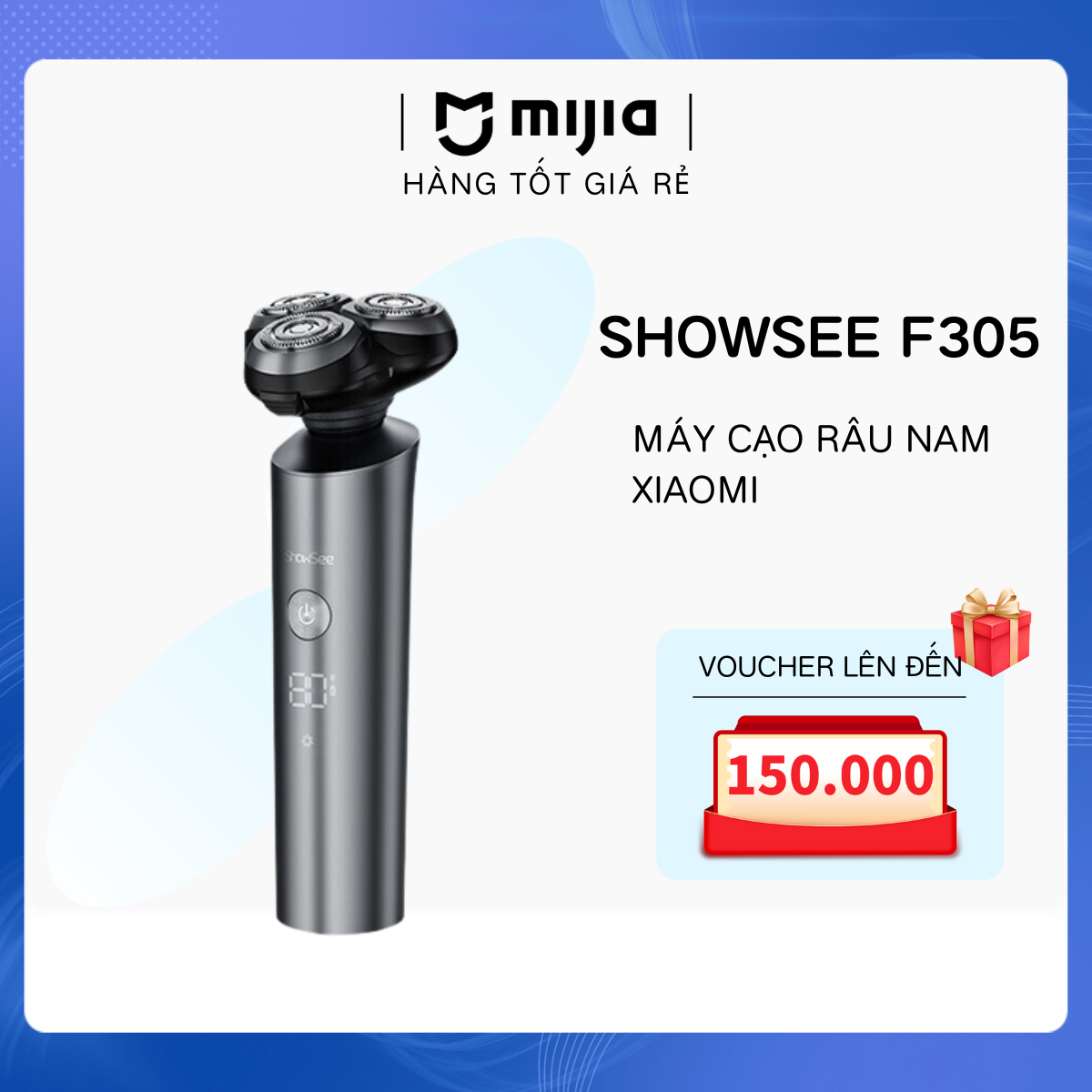 Máy cạo râu Xiaomi Showsee F305-GY - thiết kế lưỡi cạo 360° - Chống nước IPX7-Mijia Mall