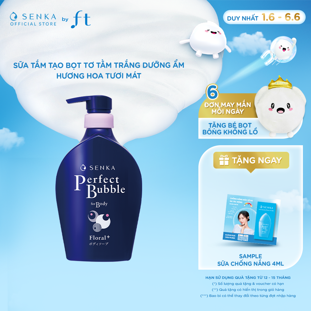 Sữa tắm tạo bọt ngừa mụn lưng với hương hoa tươi mát SENKA PERFECT BUBBLE FOR BODY FLORAL PLUS N 500ML