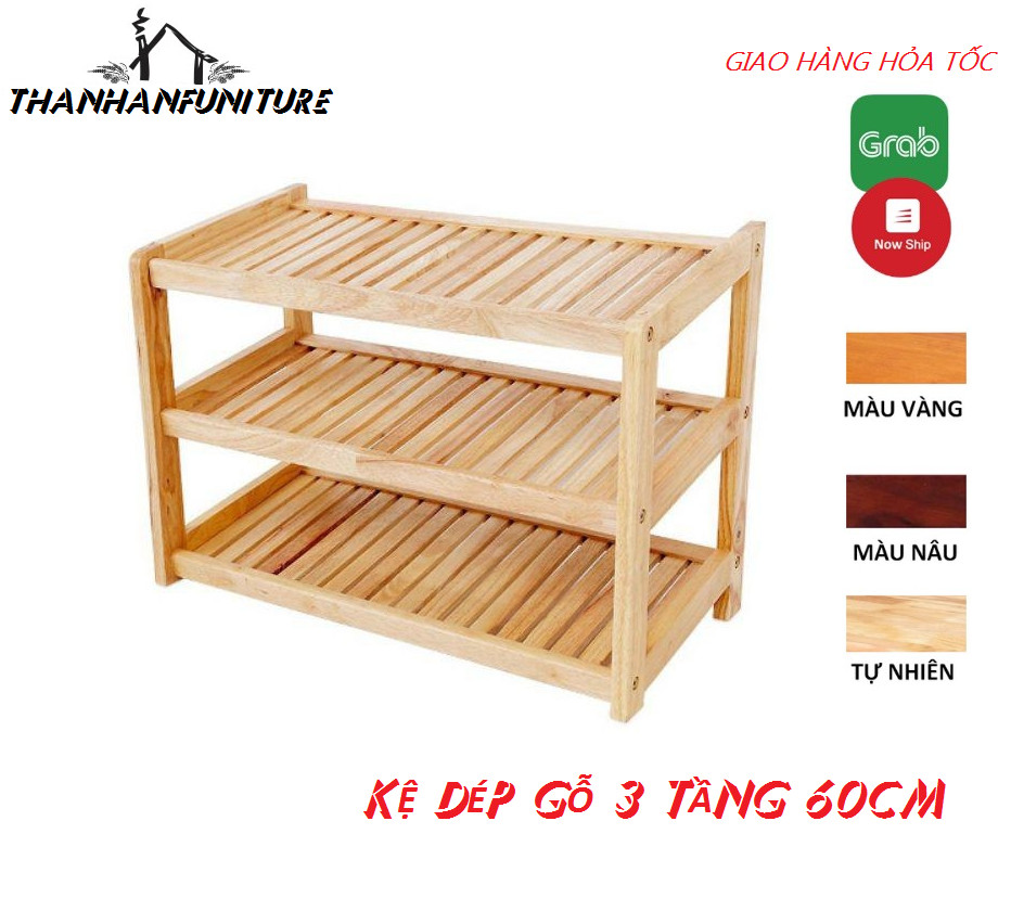 [HCM]Kệ dép gỗ 60cm - 3 tầng