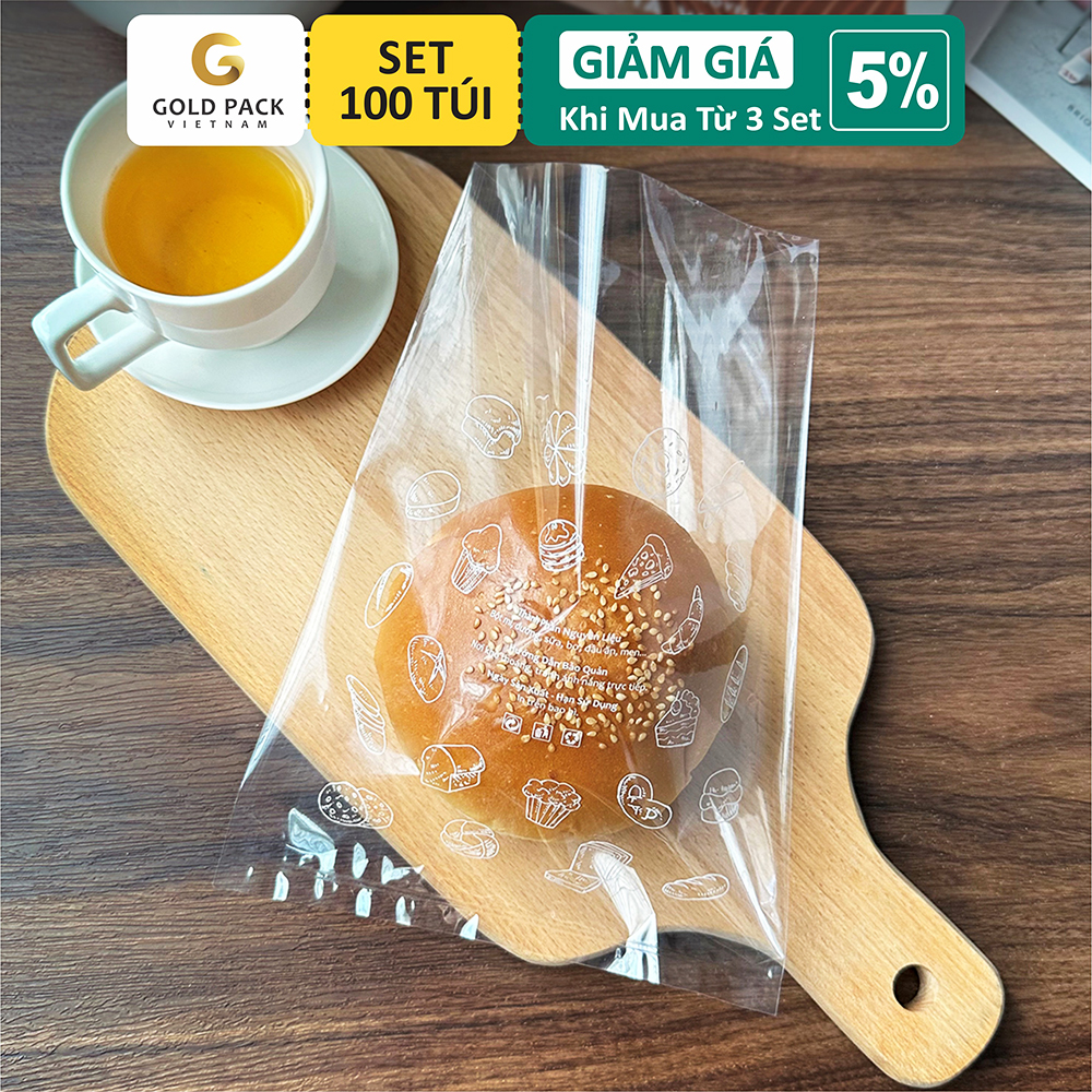 Túi bánh mì ngọt hàn nhiệt - set 100 túi size 18x23cm