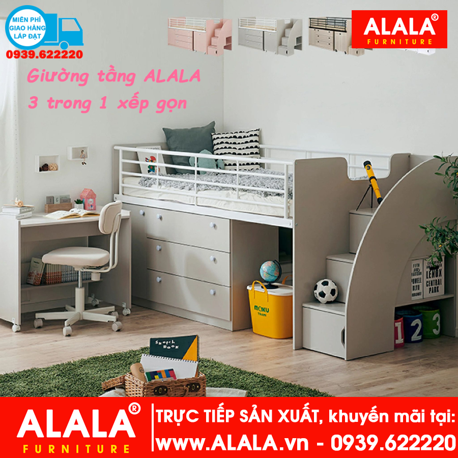 Giường ngủ cho Bé ALALA128 đa năng - www.ALALA.vn - Za.lo 0939.622220