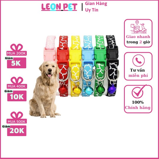 Vòng cổ lục lạc cho thú cưng chó mèo rằn ri trắng