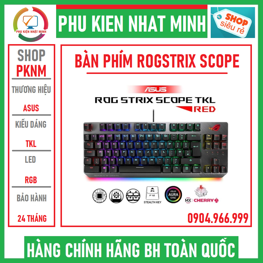 Bàn phím cơ asus rog strix scope nx tkl - rog nx red switch bàn phím gaming chính hãng bh 24 tháng