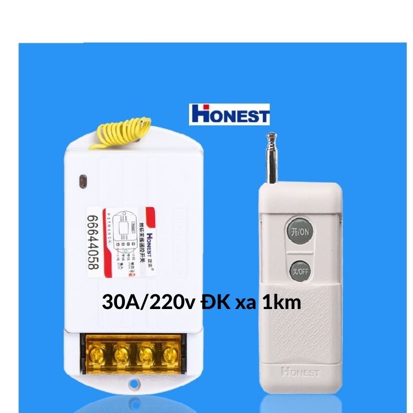 Bộ công tắc điều khiển từ xa 1KM công suất lớn 30A/220V sóng RF315 xuyên tường 6220ZR công tắc điện thông minh bật tắt máy rửa xe máy bơm nước động cơ