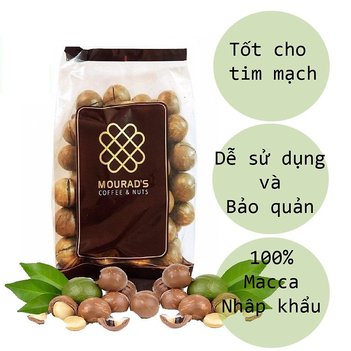 Hạt macca sấy khô nguyên vỏ Mourad’s 500g của Úc