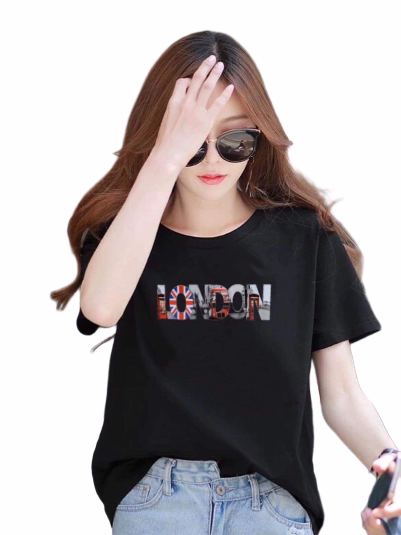 Áo thun nữ MXM form rộng in chữ London thun cotton từ 40-60kg ( ANU038 )