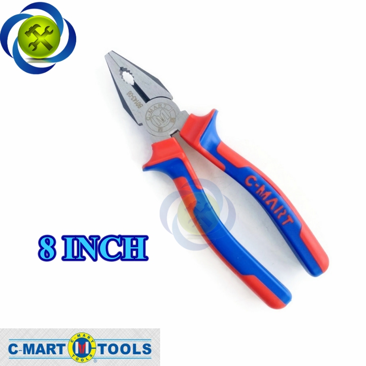 Kìm điện cán xanh đỏ c-mart b0143-8 200mm 8inch
