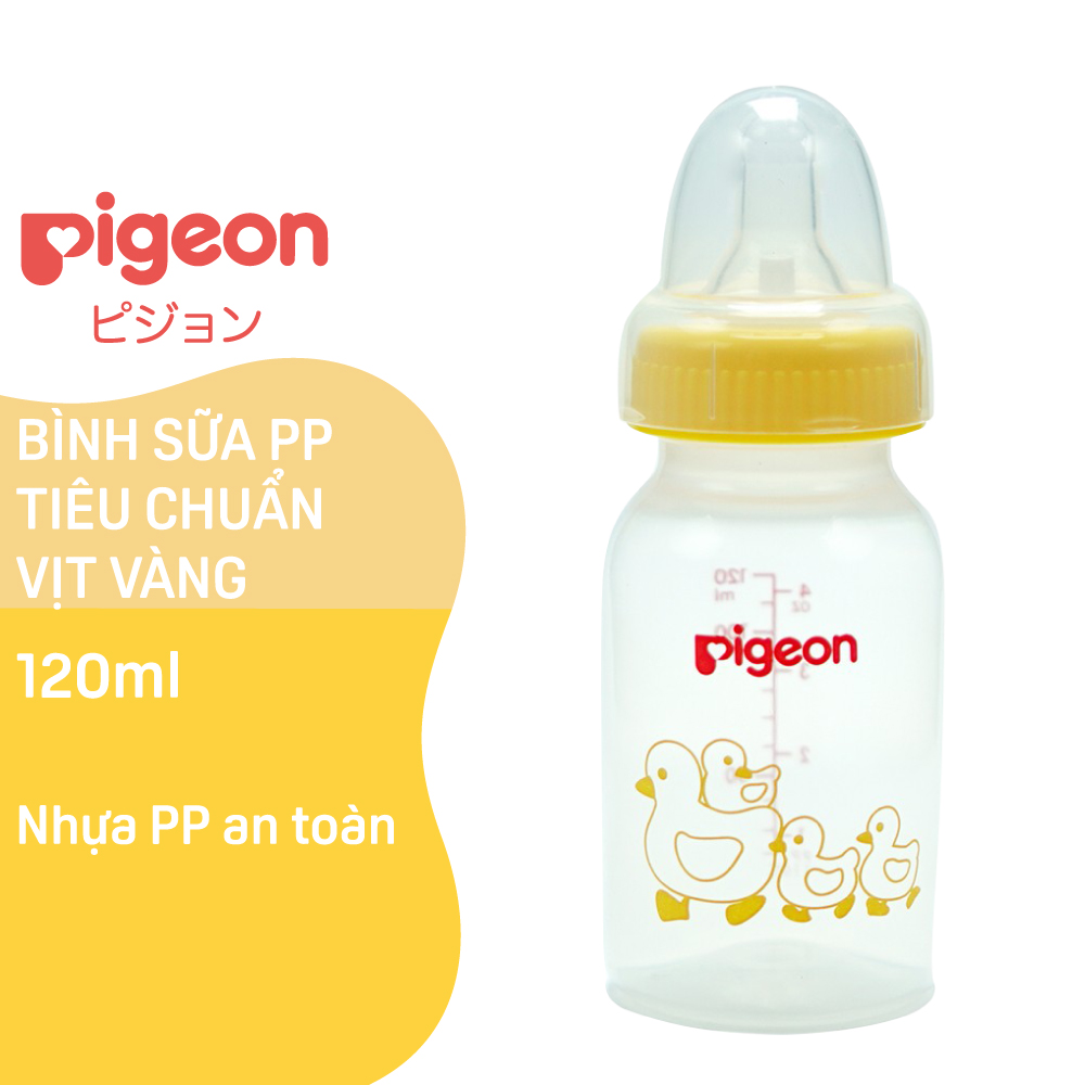 Bình sữa cổ hẹp PP tiêu chuẩn Vịt vàng Pigeon 120ml (S)