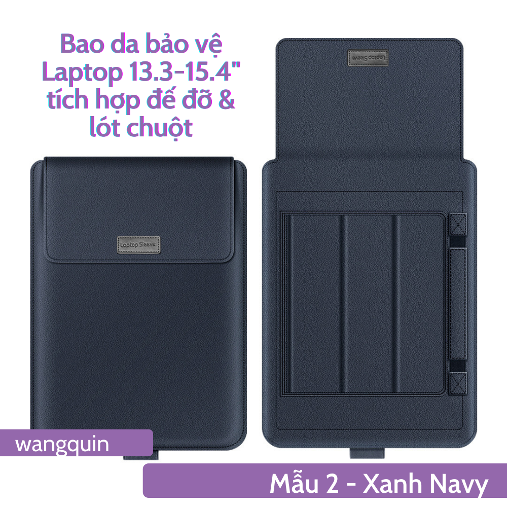 Sẵn VN - W&Q Bao Da Bao Laptop Macbook 13 13.3 14 15 15.6 inch Sang Trọng Cao Cấp Nhiều Tính Năng Tích Hợp Giá Đỡ và Lót Chuột