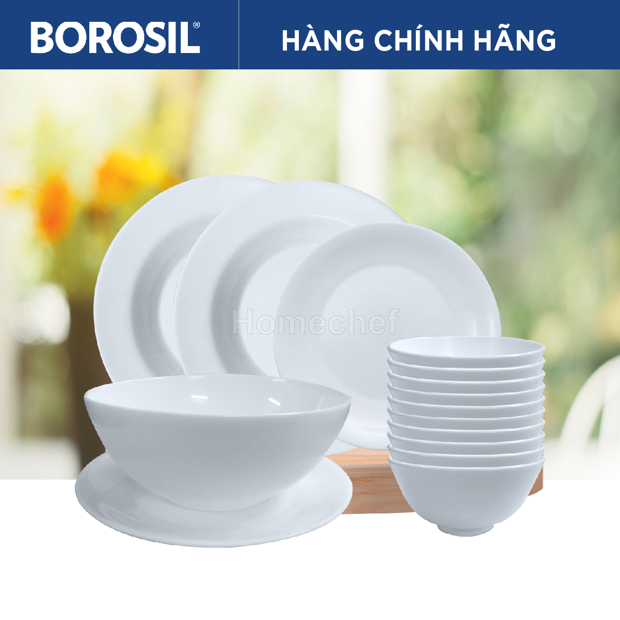 Bộ bát đĩa thủy tinh Larah Borosil 15 chi tiết BRS15T