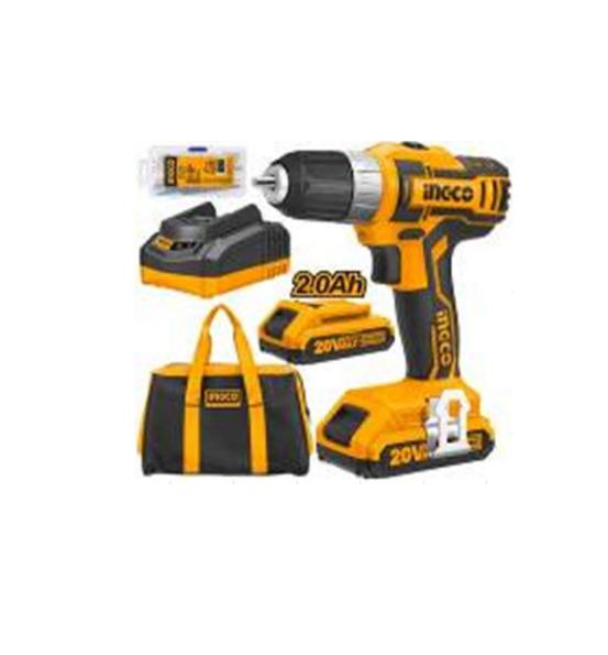 20v-10mm máy khoan dùng pin lithium hiệu ingco cdli2002 - 2 pin - 47 linh kiện