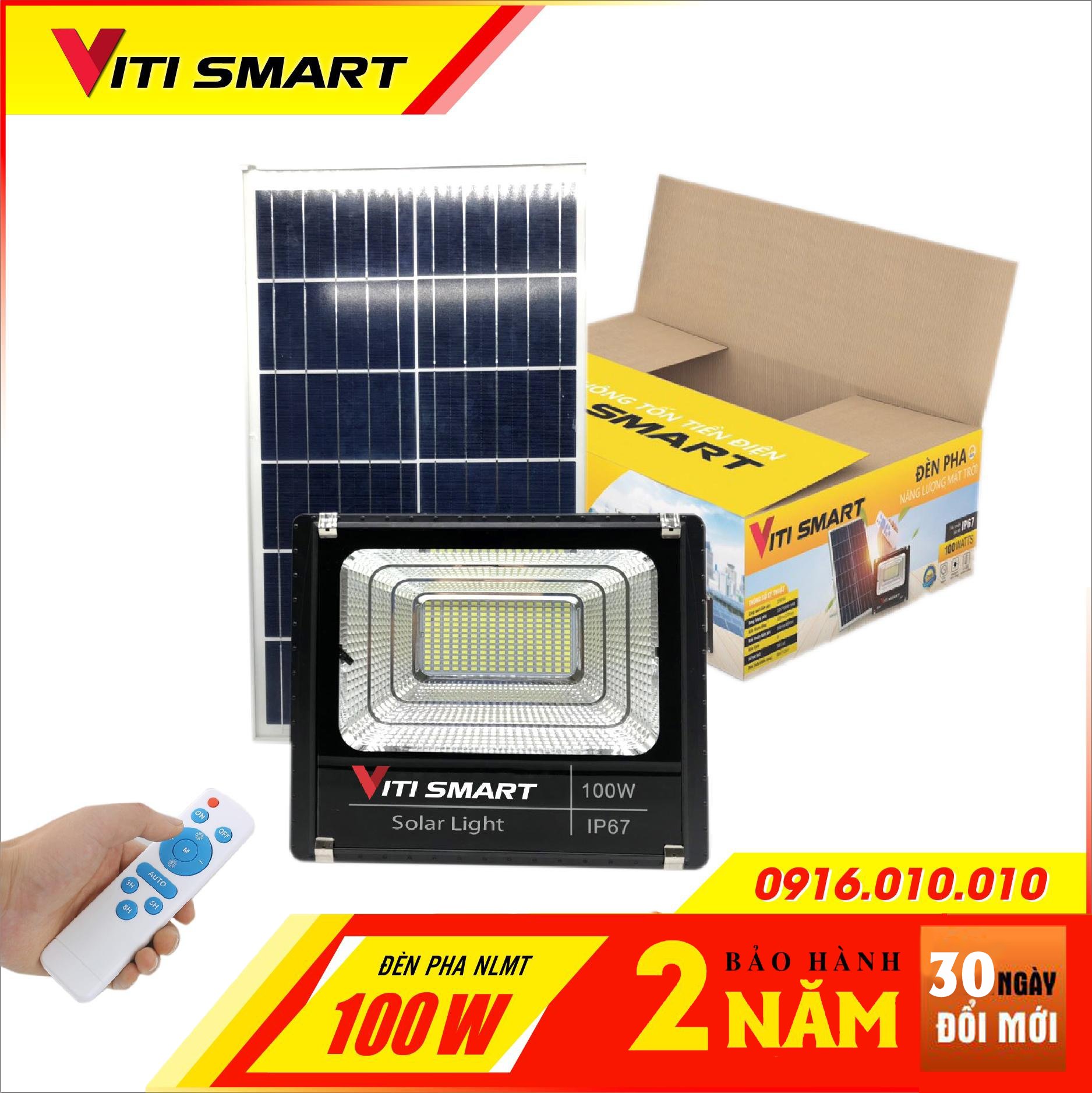 Đèn PHA năng lượng mặt trời công suất 100w,Đèn pha led sân vườn, Bảo hành 2 năm