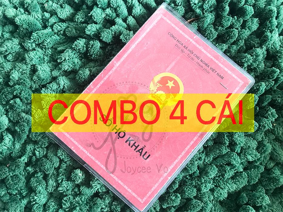 SET 4 bọc bìa SỔ HỘ KHẨU, TẠM TRÚ bằng nhựa PVC dẻo trong loại xịn. Mã 4B155