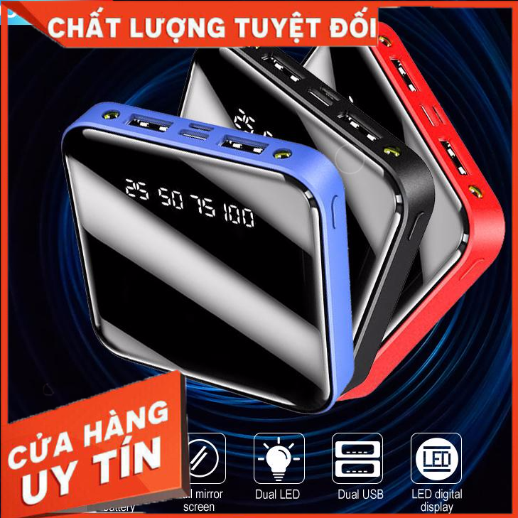 (GIÁ HỦY DIỆT - TẶNG CÁP SẠC NHANH) - PIN SẠC DỰ PHÒNG MINI THIẾT KẾ MẶT KÍNH CAO CẤP DUNG LƯỢNG 20000MAH SỬ DỤNG ĐƯỢC TÂT CẢ CÁC DÒNG ĐIỆN THOẠI - AN TOÀN CHO MÁY - Chuyên Hàng Nội Địa China