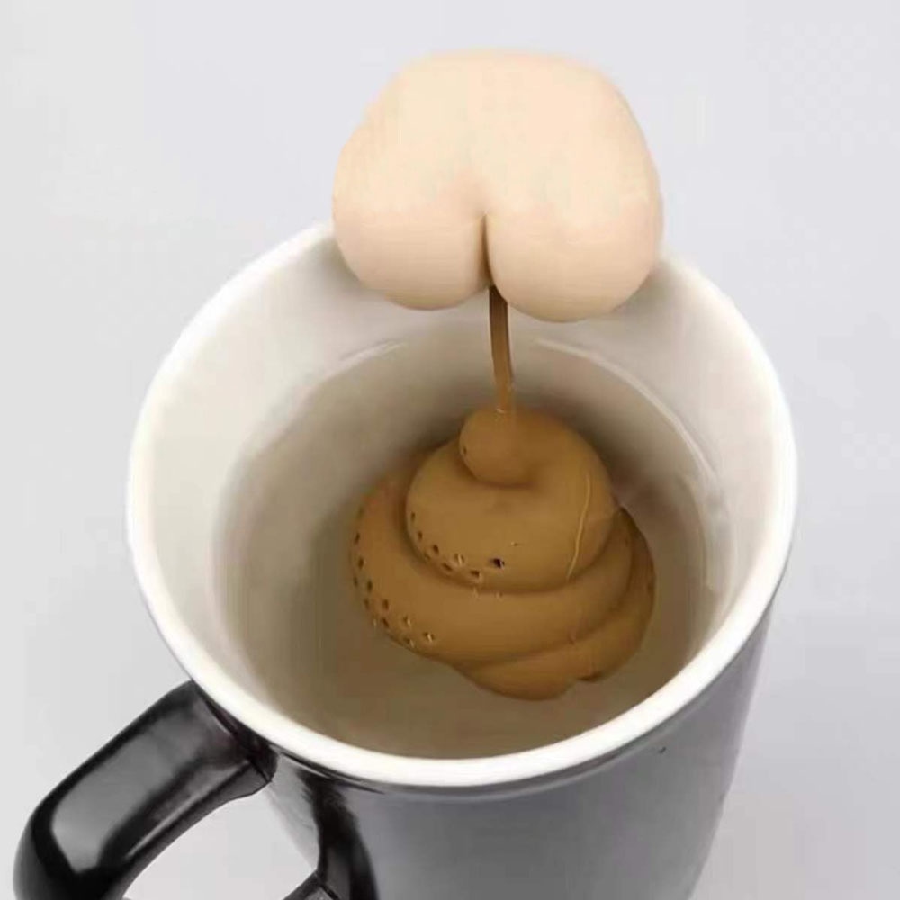 【YF】 Novelty And Funny Toys Butt Tea Maker Boy Gift Stool Ass Shit Spoof Silicone Poo Infuser Leak Filter Decompression