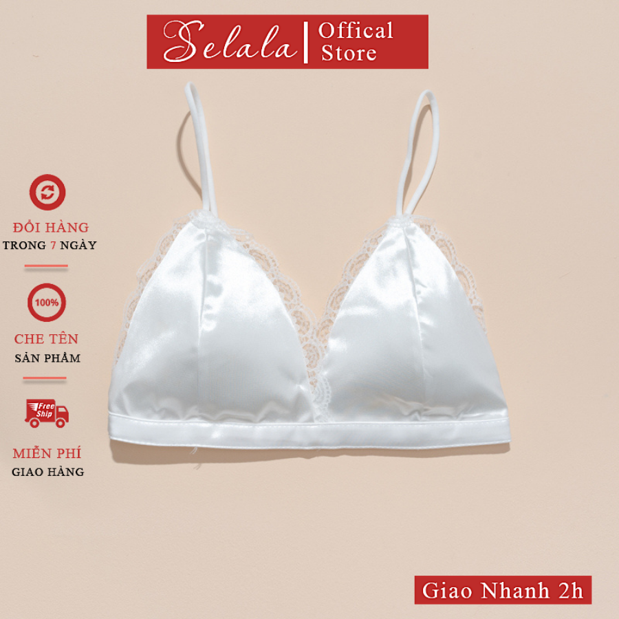 Áo bra selala phi lụa đệm mỏng dây chun viền ren sexy thu hút br05