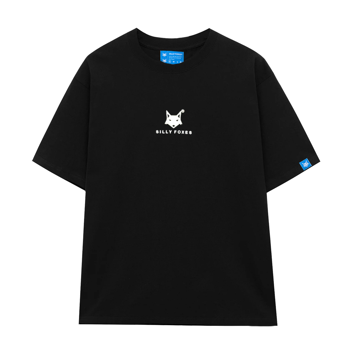 Áo thun iconic logo silly foxes đen in nổi - slf0015