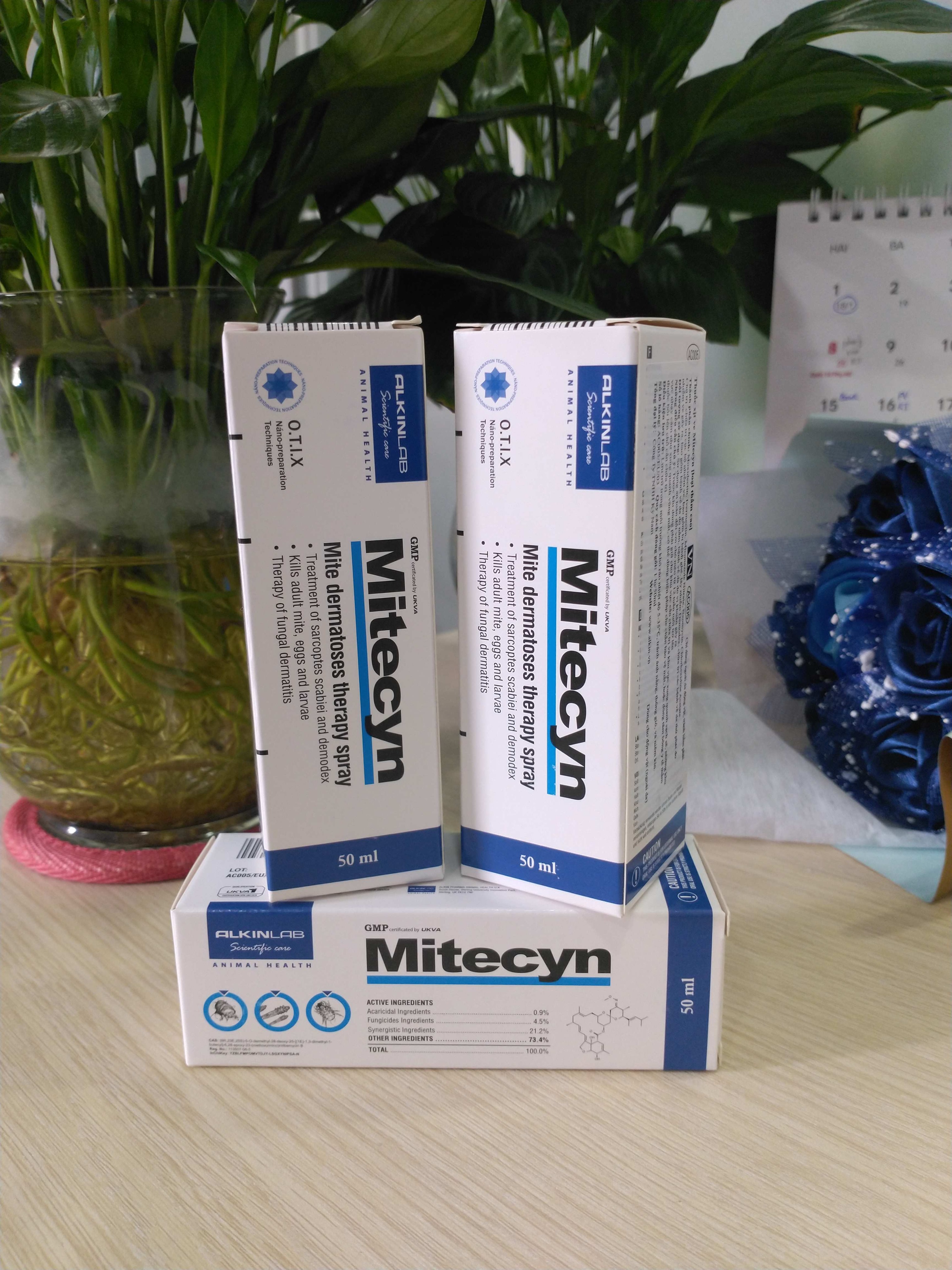 Alkin Mitecyn 50ml Xịt tri ghẻ, ngứa, nấm, viêm da, các bệnh ngoài da cho chó mèo, thú cưng