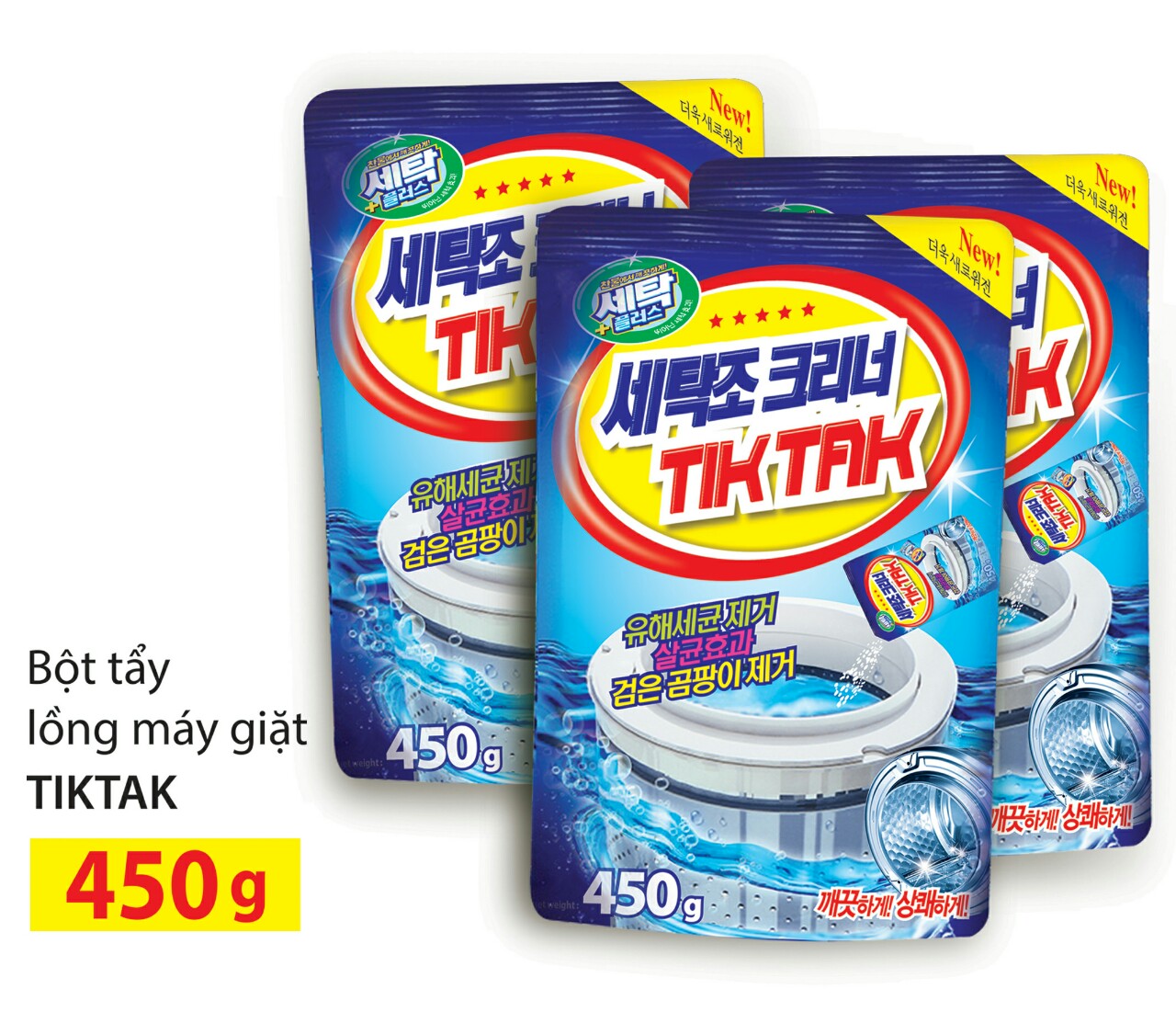 Bột tẩy lồng máy giặt Hàn Quốc Tiktak gói 450g