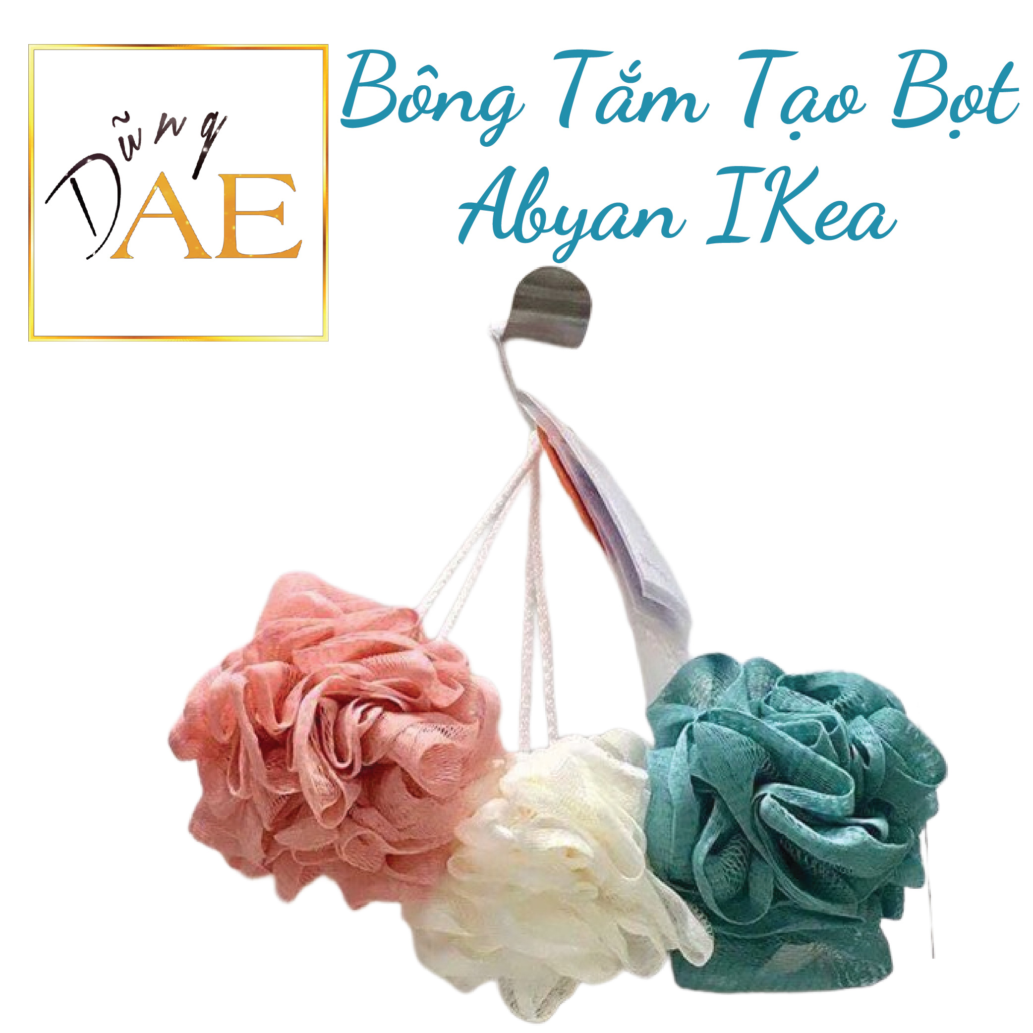 Bông tắm tạo bọt abyan ikea chính hãng - set 3 cái