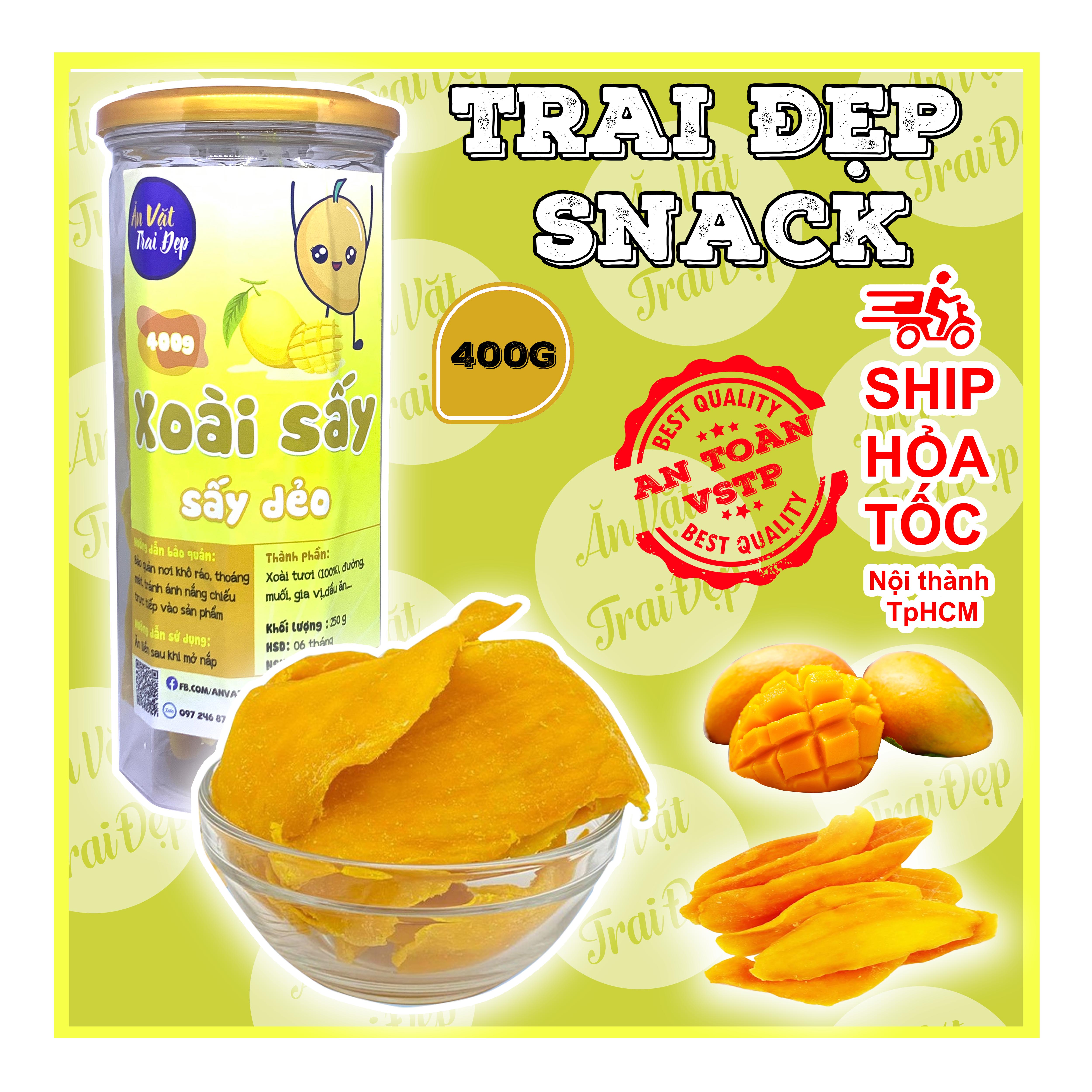 Xoài Sấy Dẻo Xuất Khẩu Trai Đẹp 400G