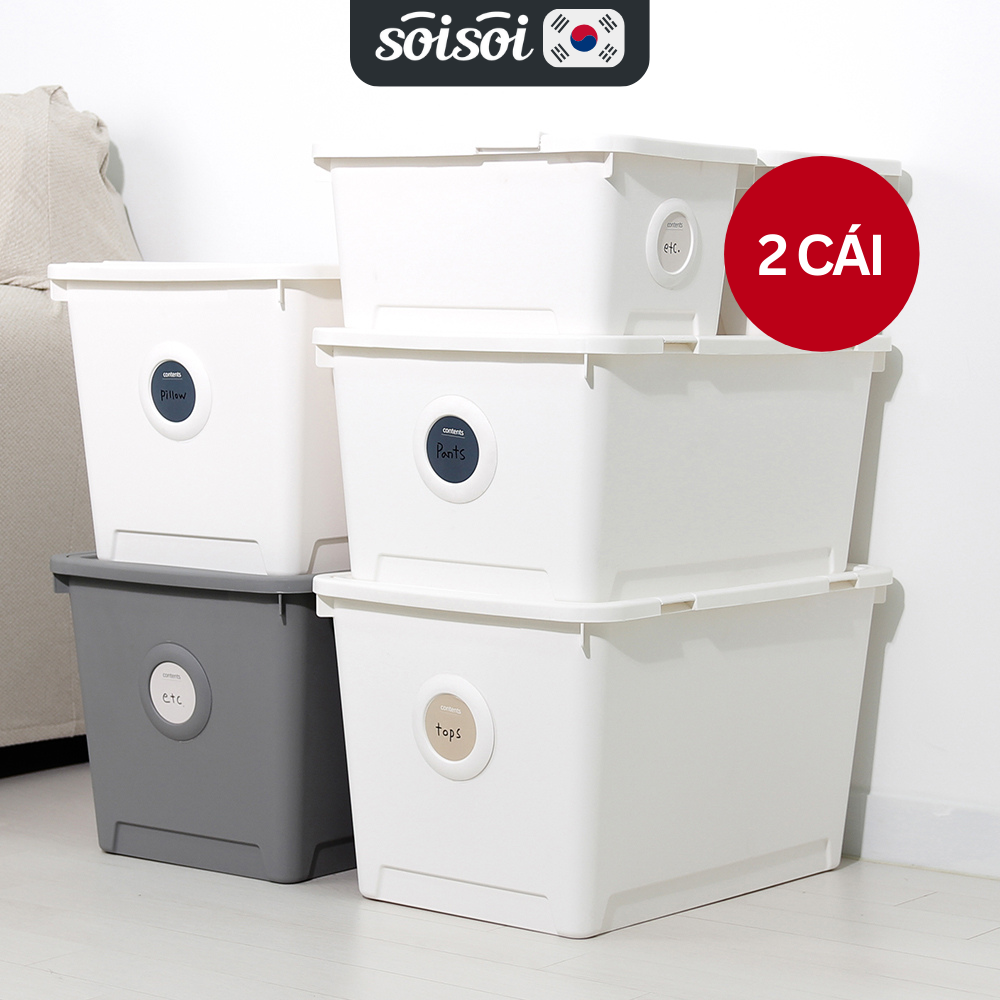 Thùng nhựa đựng đồ 120l combo , thùng đựng đồ đa năng có nắp đựng đồ chơi trẻ em 2 màu phong cách hàn quốc soi soi st20