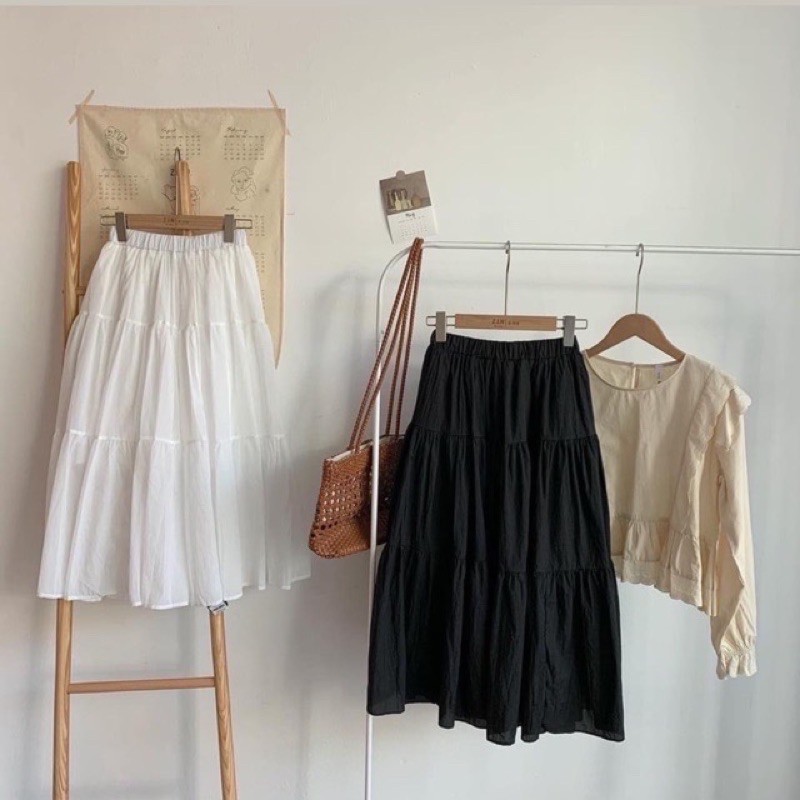 Mua Chân váy xòe 2 tầng cạp chun dáng dài màu đen, trắng freesize - Đen tại  Giadinhshop2020 | Tiki