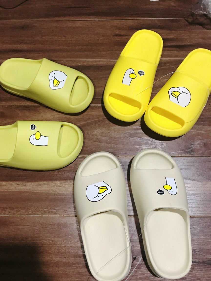 Dép, Dép quai ngang đúc hình vịt nghộ nghĩnh dễ thương đế êm siêu nhẹ vân chống trợt đế độn 3cm đôn dáng
