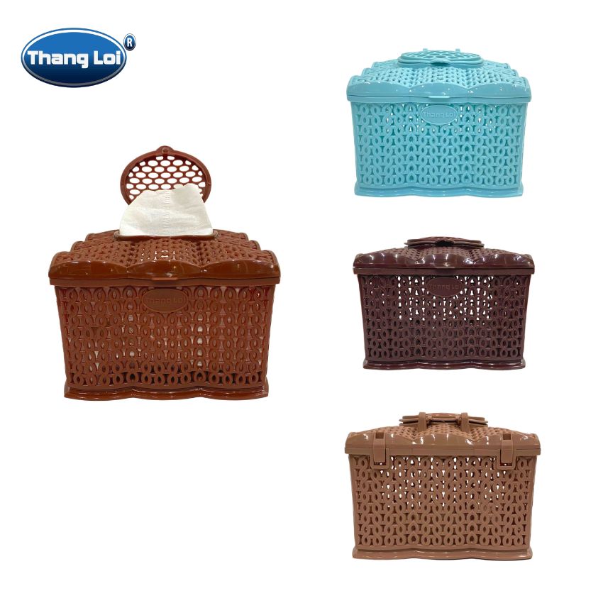 Hộp đựng khăn giấy vuông size trung có nắp thắng lợi 13.5 cm x 13.5 cm x 8.5 cm