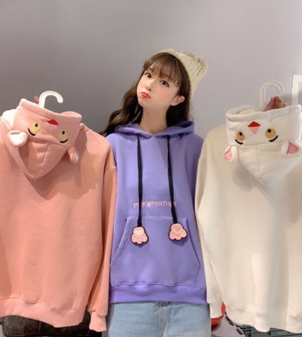 Áo hoodie thêu mèo tai thỏ thời trang unisex nam nữ thu đông phong cách năng động và trẻ trung