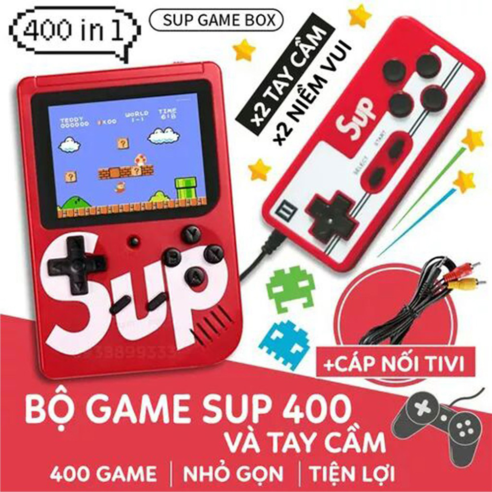 Máy chơi game cầm tay sup 400 game in 1 retro kèm tay cầm chơi game 2 người