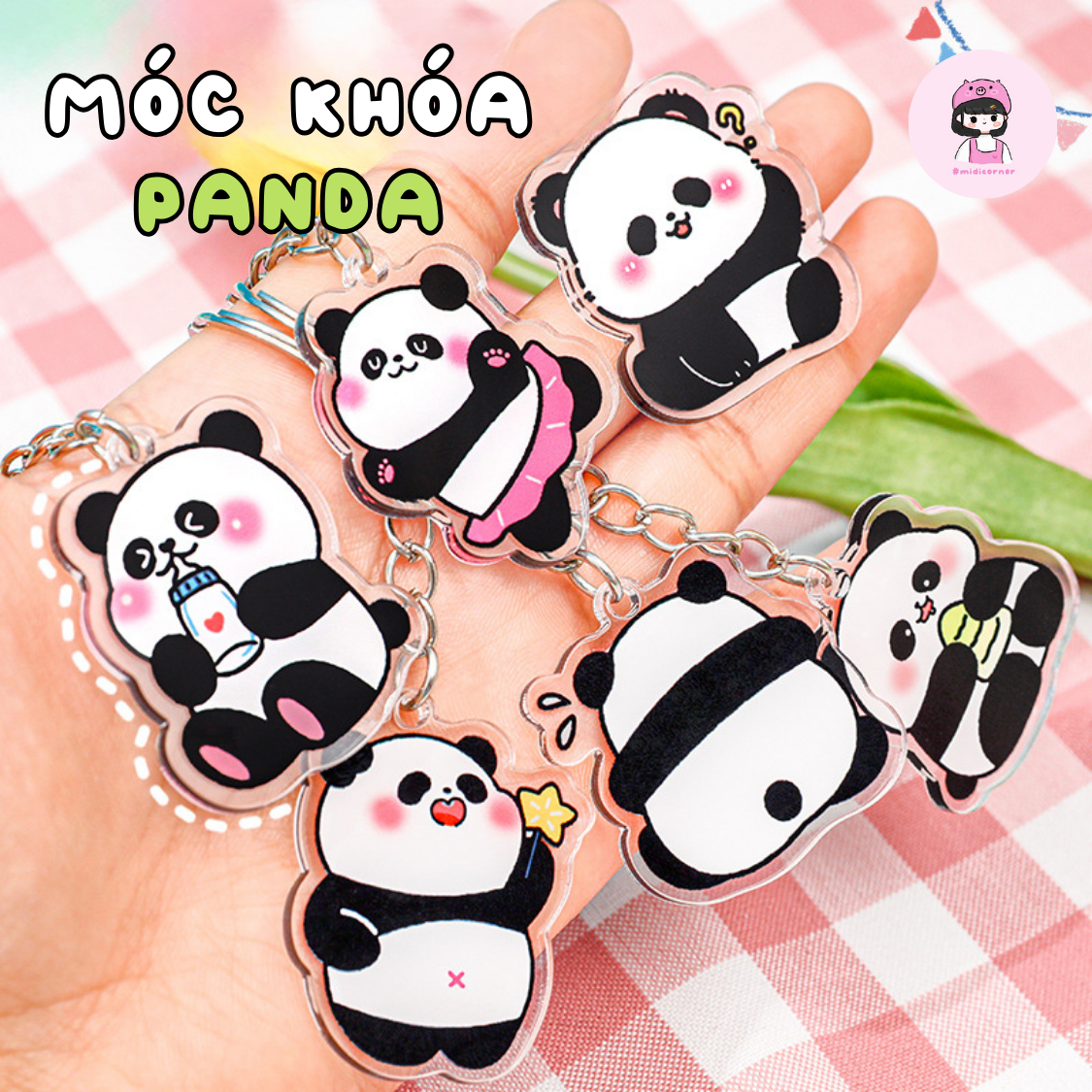 Móc Khóa Gấu Trúc Panda Dễ Thương Đeo Cặp Chìa Khóa Midi Corner
