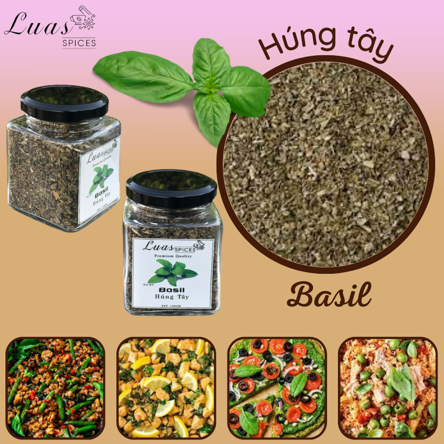Húng quế tây - basil - lọ thủy tinh 200ml - gia vị chuẩn á âu